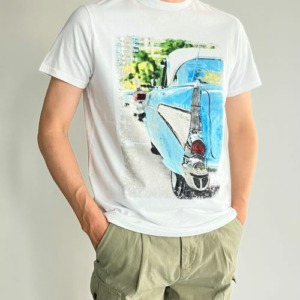 40WEFT フォーティーウェフト プリントTシャツ ヴィンテージカー ホワイト